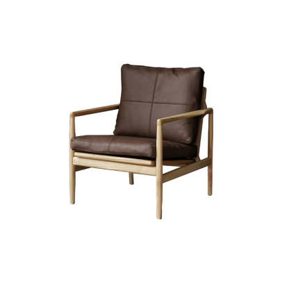 Scratch Resistant Leather Cushion Back Arm Chair — Brown / Walnut / Tech Cloth