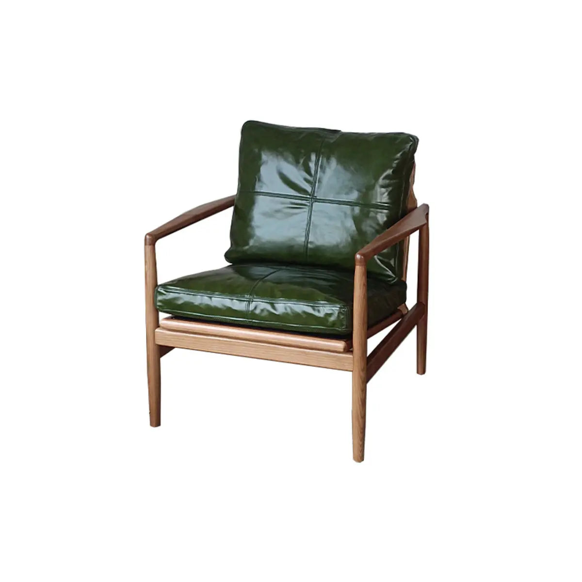 Scratch Resistant Leather Cushion Back Arm Chair — Brown / Walnut / Top Layer Leather