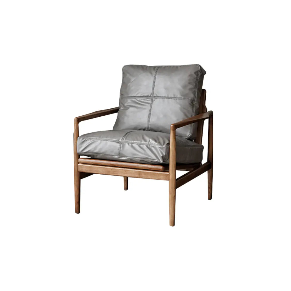 Scratch Resistant Leather Cushion Back Arm Chair — Brown / Walnut / Microfiber Leather