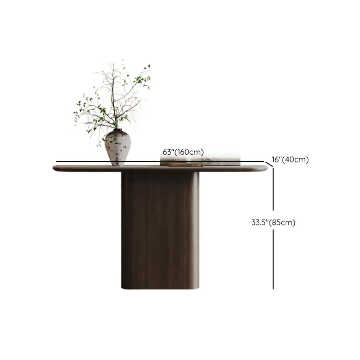 Scratch-Resistant Brown Wood Rectangular Console Table