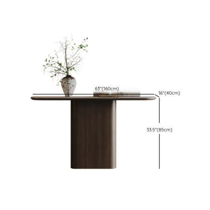 Scratch-Resistant Brown Wood Rectangular Console Table