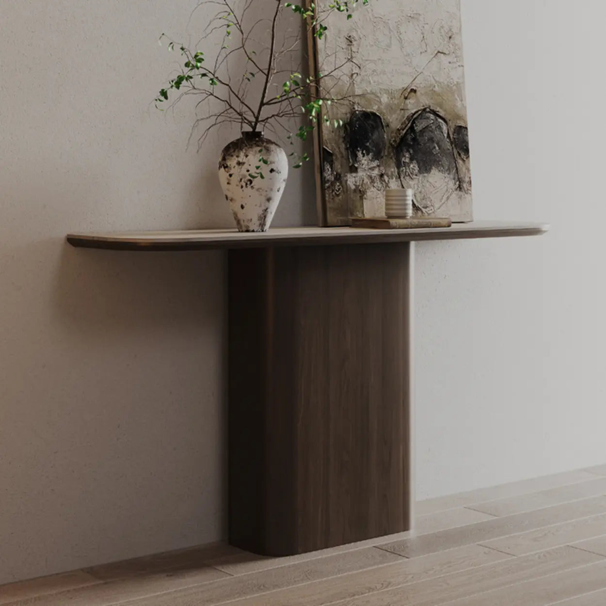 Scratch-Resistant Brown Wood Rectangular Console Table
