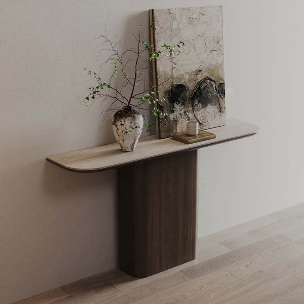 Scratch-Resistant Brown Wood Rectangular Console Table