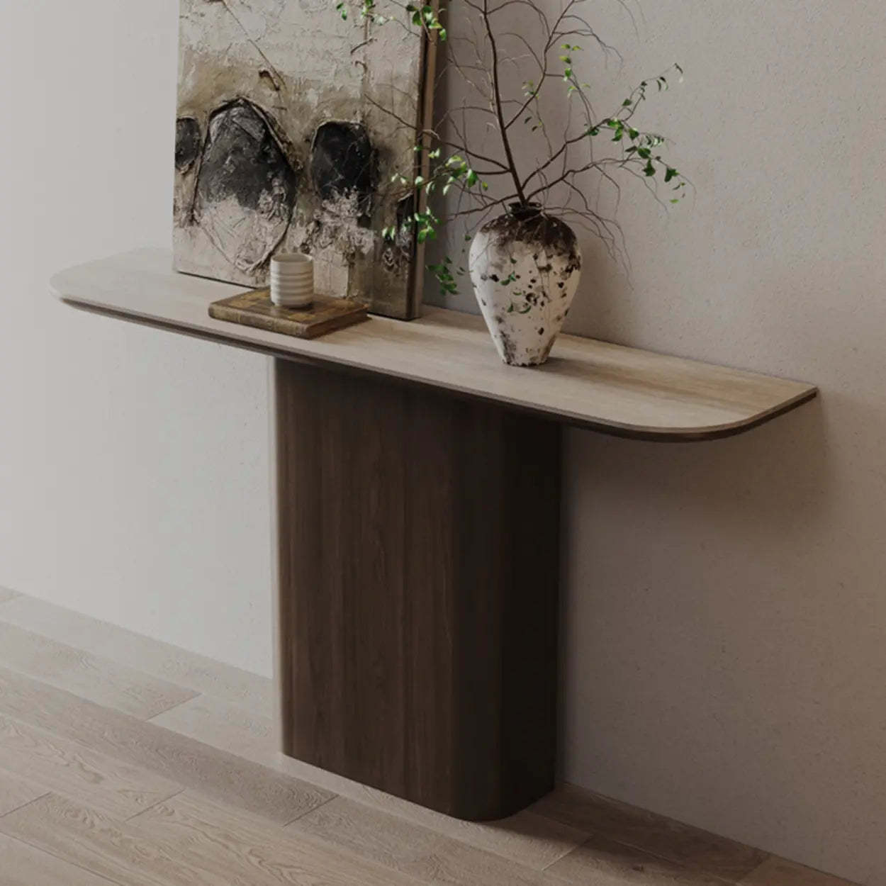 Scratch-Resistant Brown Wood Rectangular Console Table