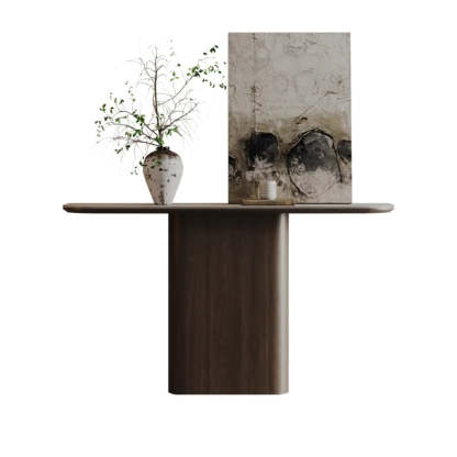 Scratch-Resistant Brown Wood Rectangular Console Table