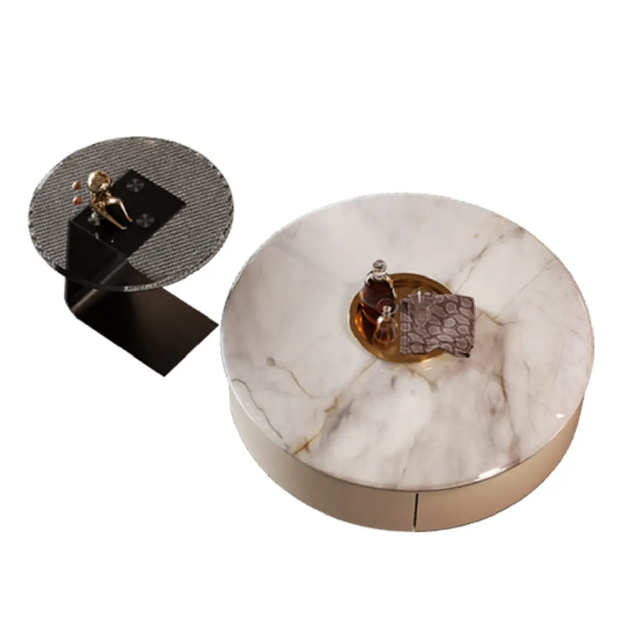 Modern round storage natural coffee tables, Lighom