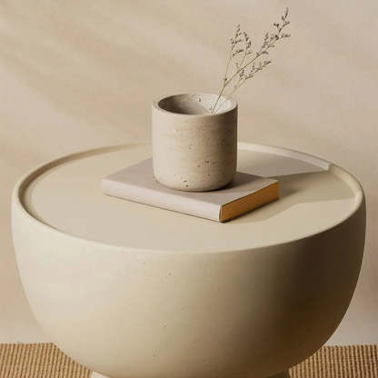 Scratch-Resistant Round Stone Outdoor Coffee Table