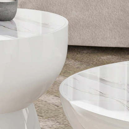 Scratch-Resistant Round Stone Outdoor Coffee Table