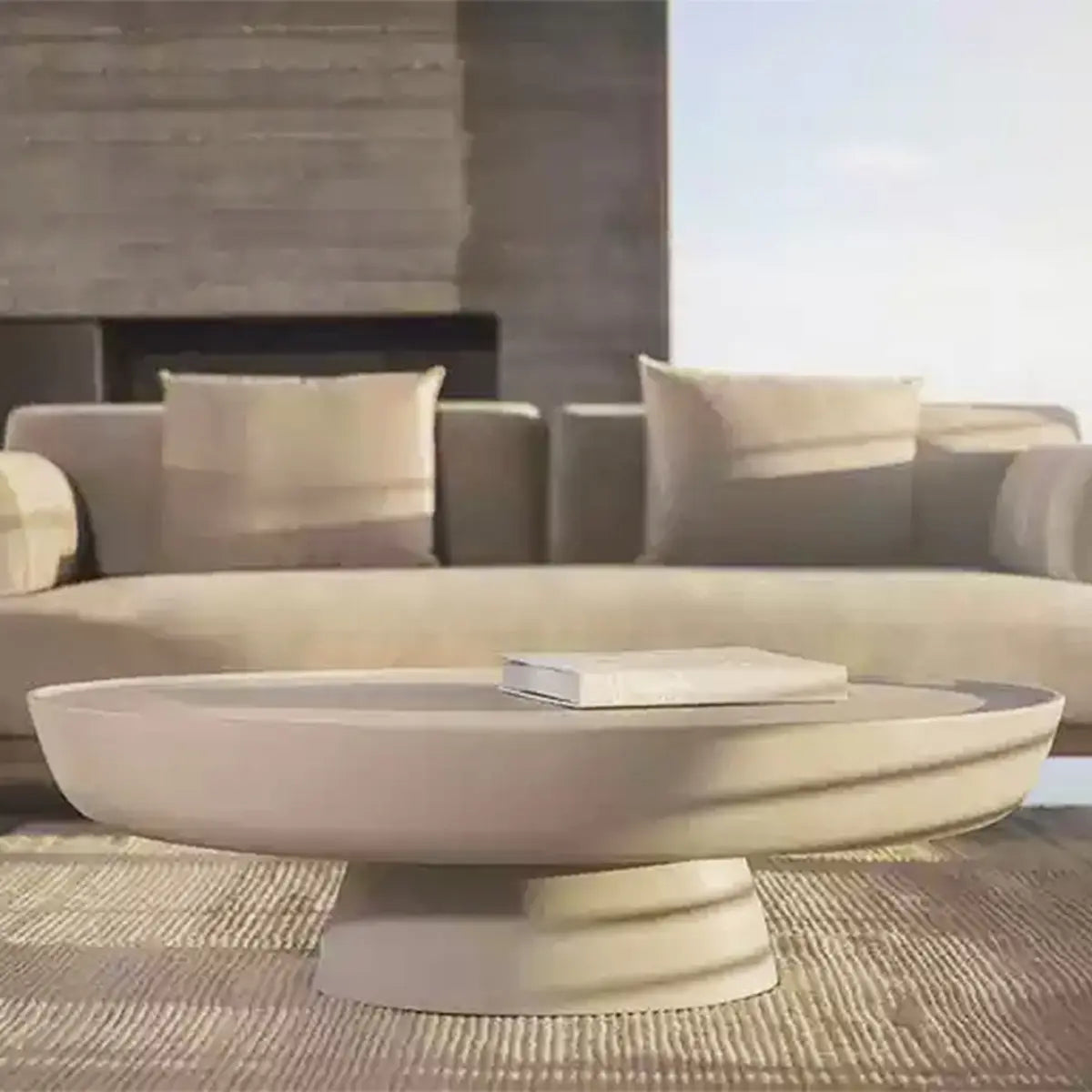 Scratch-Resistant Round Stone Outdoor Coffee Table