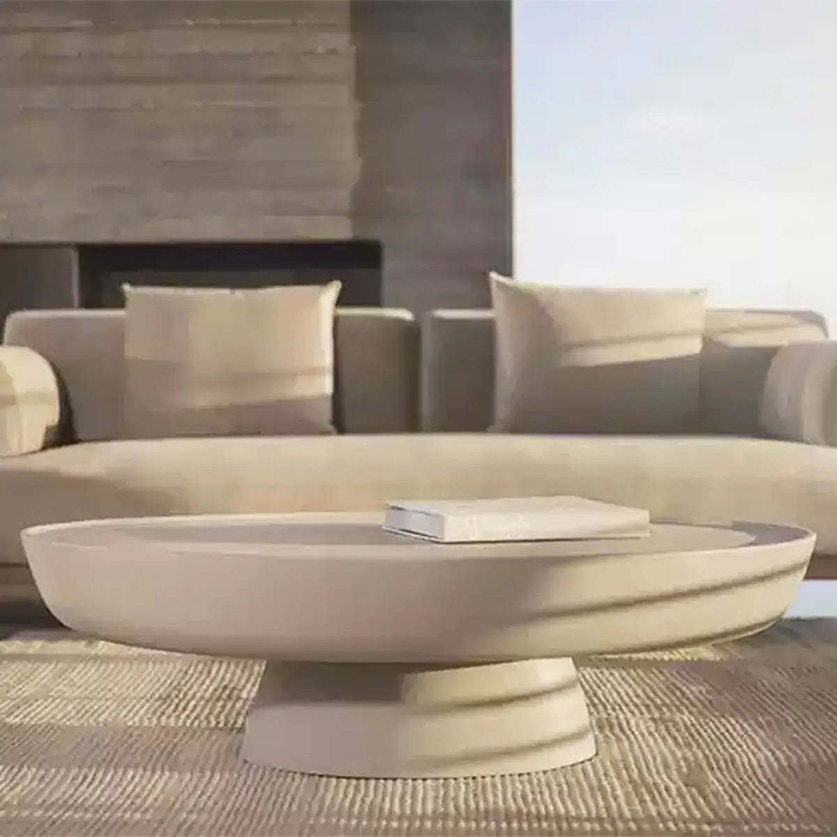 Scratch-Resistant Round Stone Outdoor Coffee Table