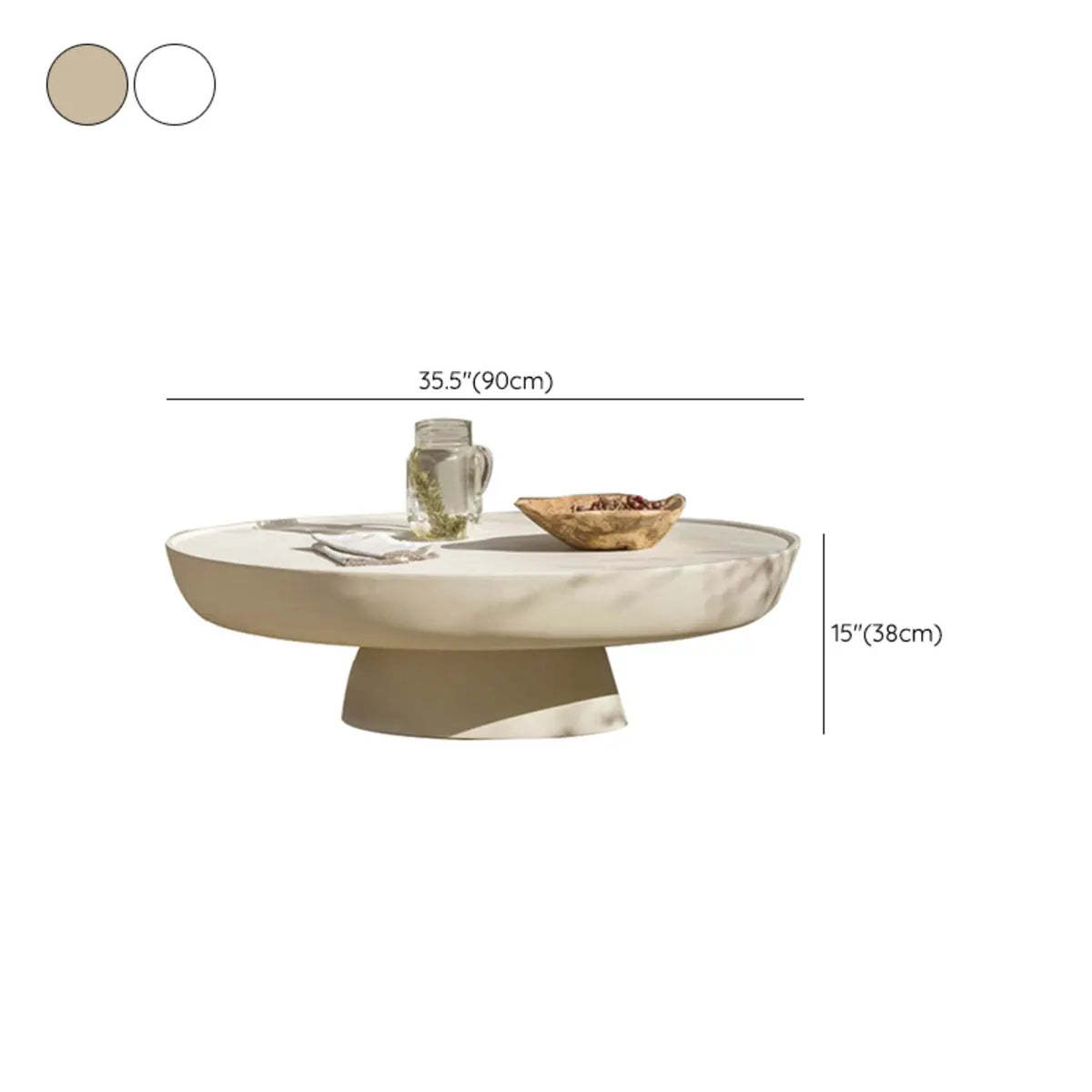 Scratch-Resistant Round Stone Outdoor Coffee Table