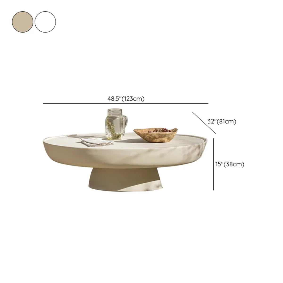 Scratch-Resistant Round Stone Outdoor Coffee Table