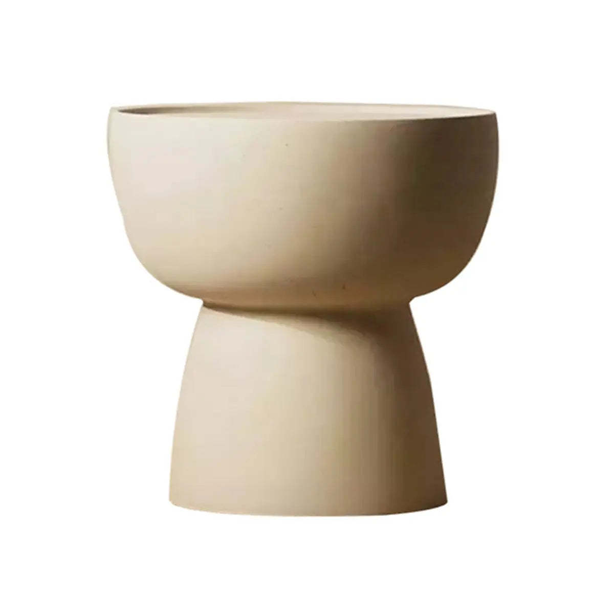 Scratch-Resistant Round Stone Outdoor Coffee Table — Gloss White / Table Only
