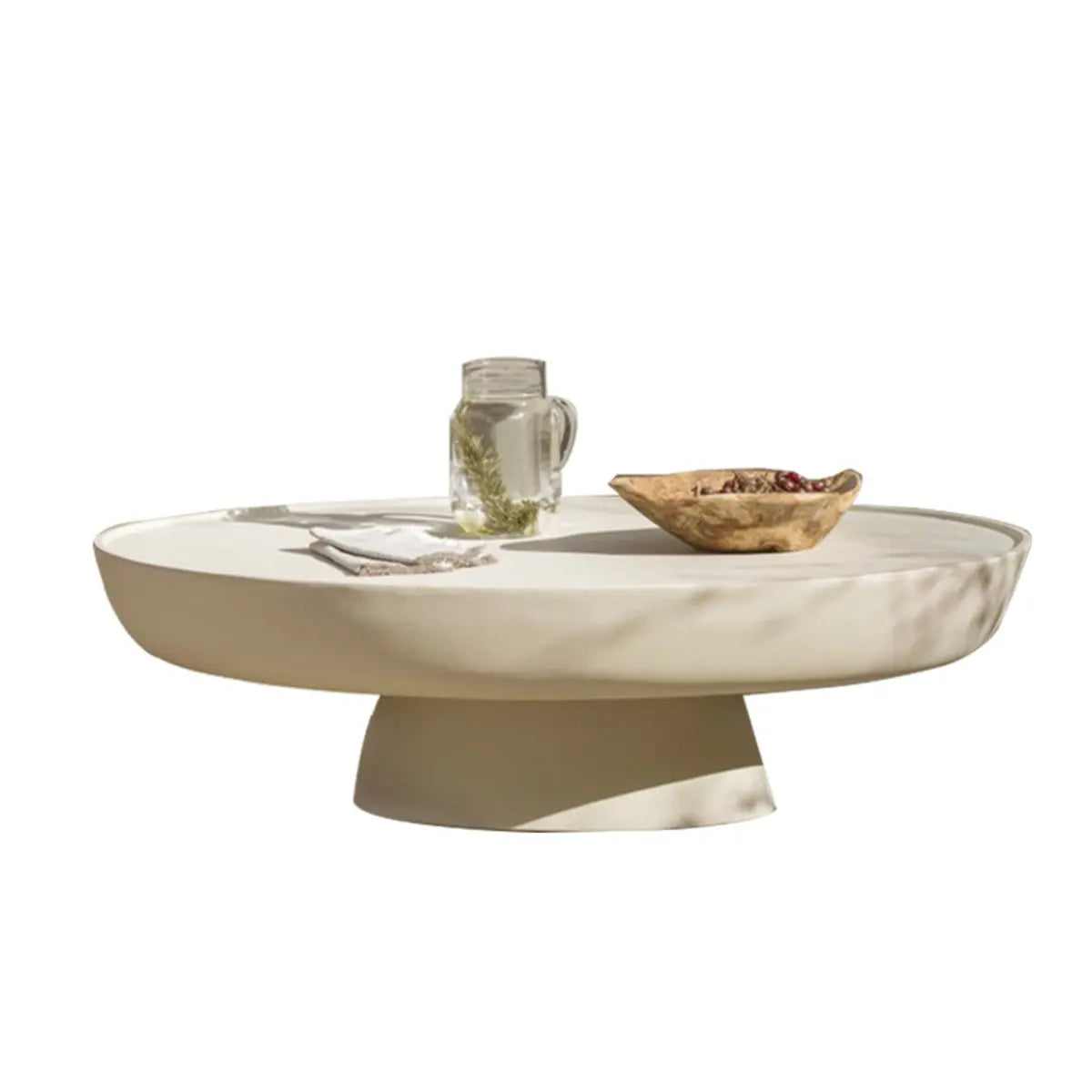 Scratch-Resistant Round Stone Outdoor Coffee Table