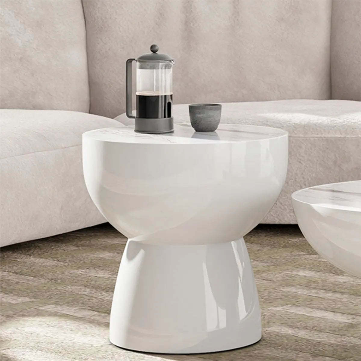 Scratch-Resistant Round Stone Outdoor Coffee Table