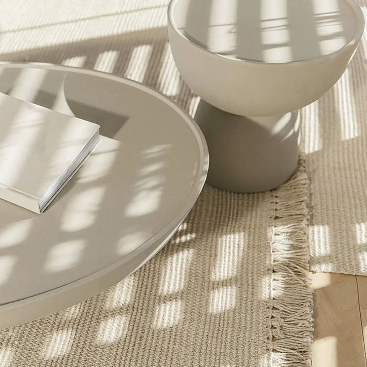 Scratch-Resistant Round Stone Outdoor Coffee Table