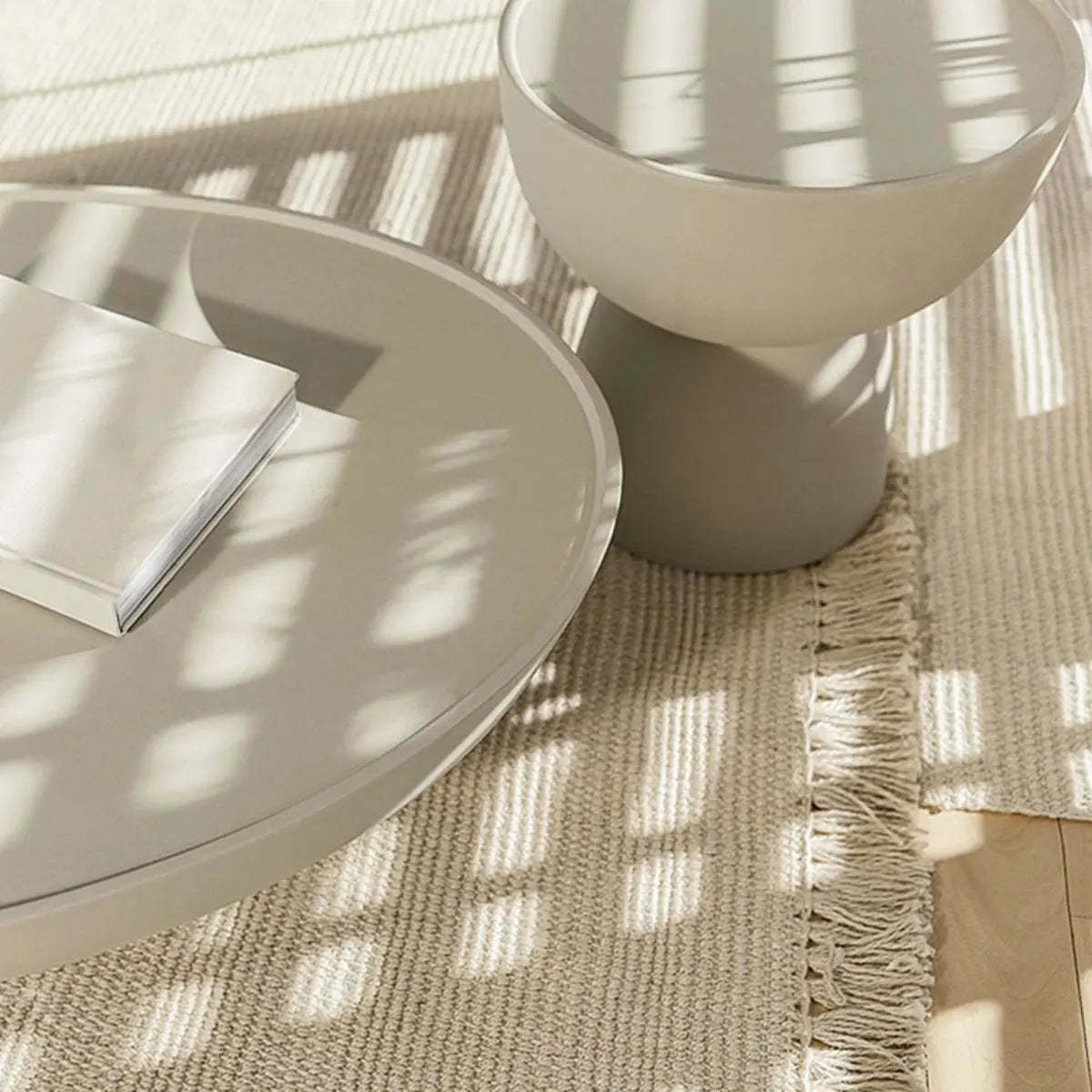 Scratch-Resistant Round Stone Outdoor Coffee Table