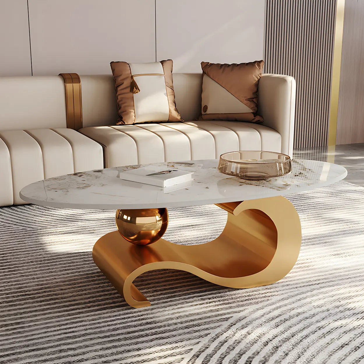 Stone Oval Abstract Coffee Table
