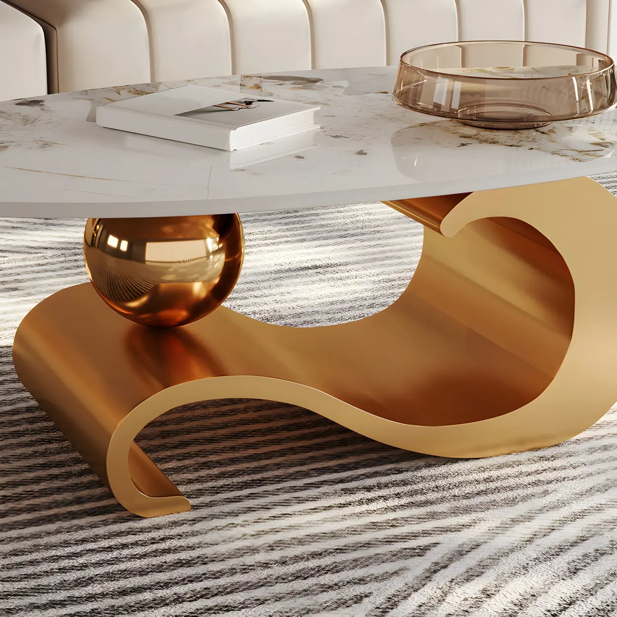 Stone Oval Abstract Coffee Table