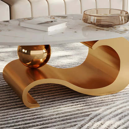 Stone Oval Abstract Coffee Table