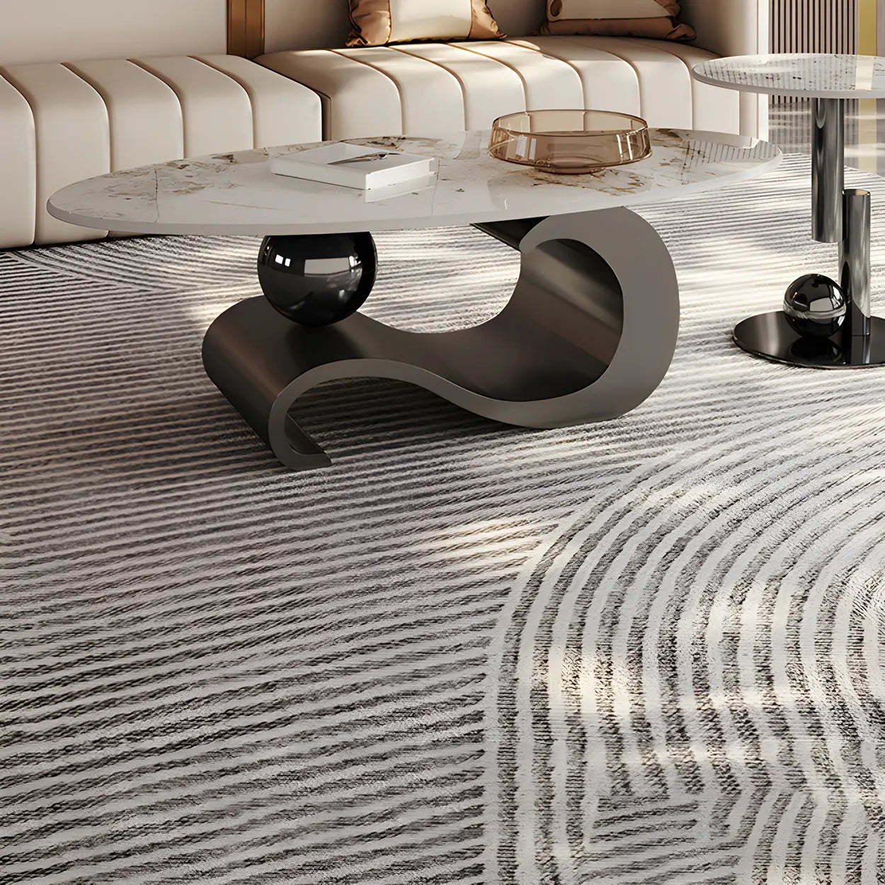 Stone Oval Abstract Coffee Table