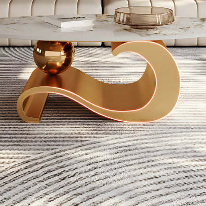 Stone Oval Abstract Coffee Table — Black