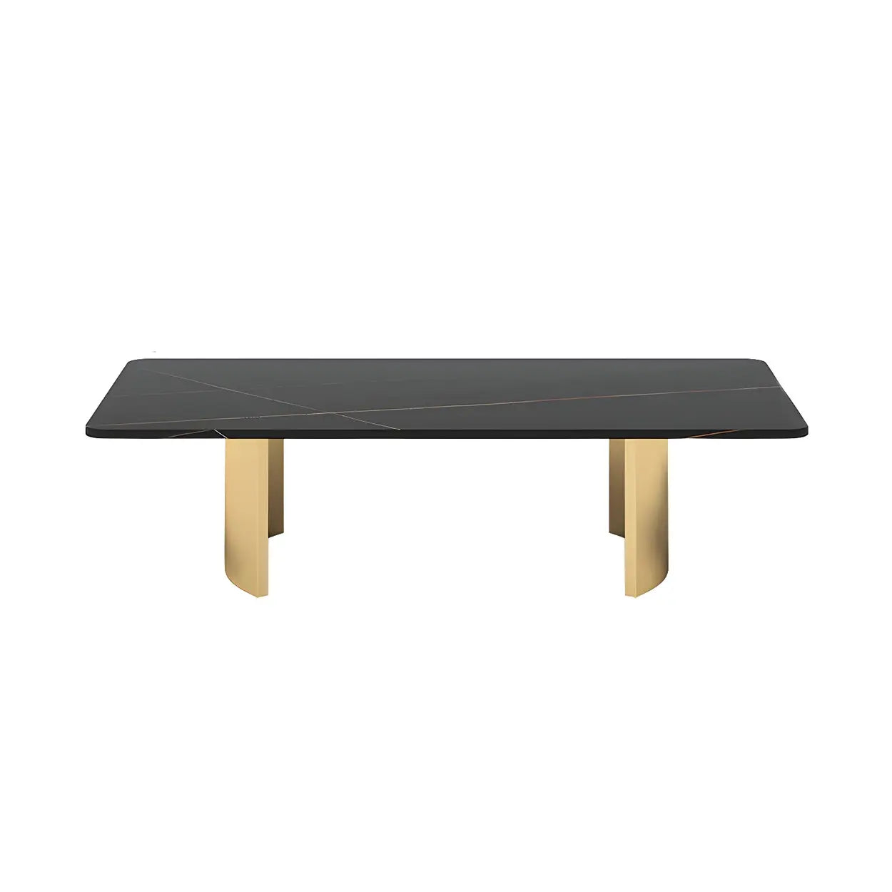 Stone Rectangular Sled Coffee Table — White-Black