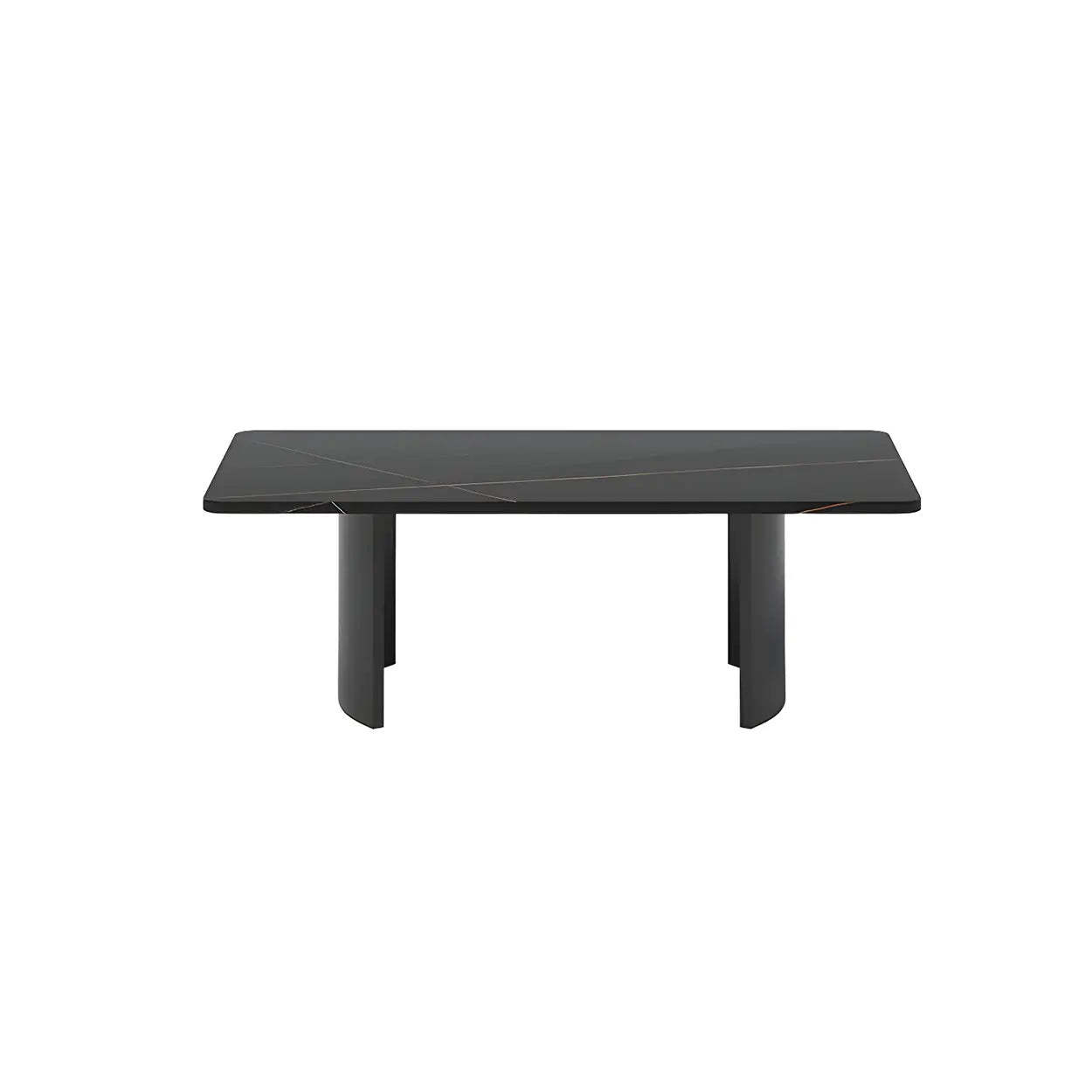 Lighom luxury rectangular sled black coffee tables in stone — 47" L x 24" W x 15" H