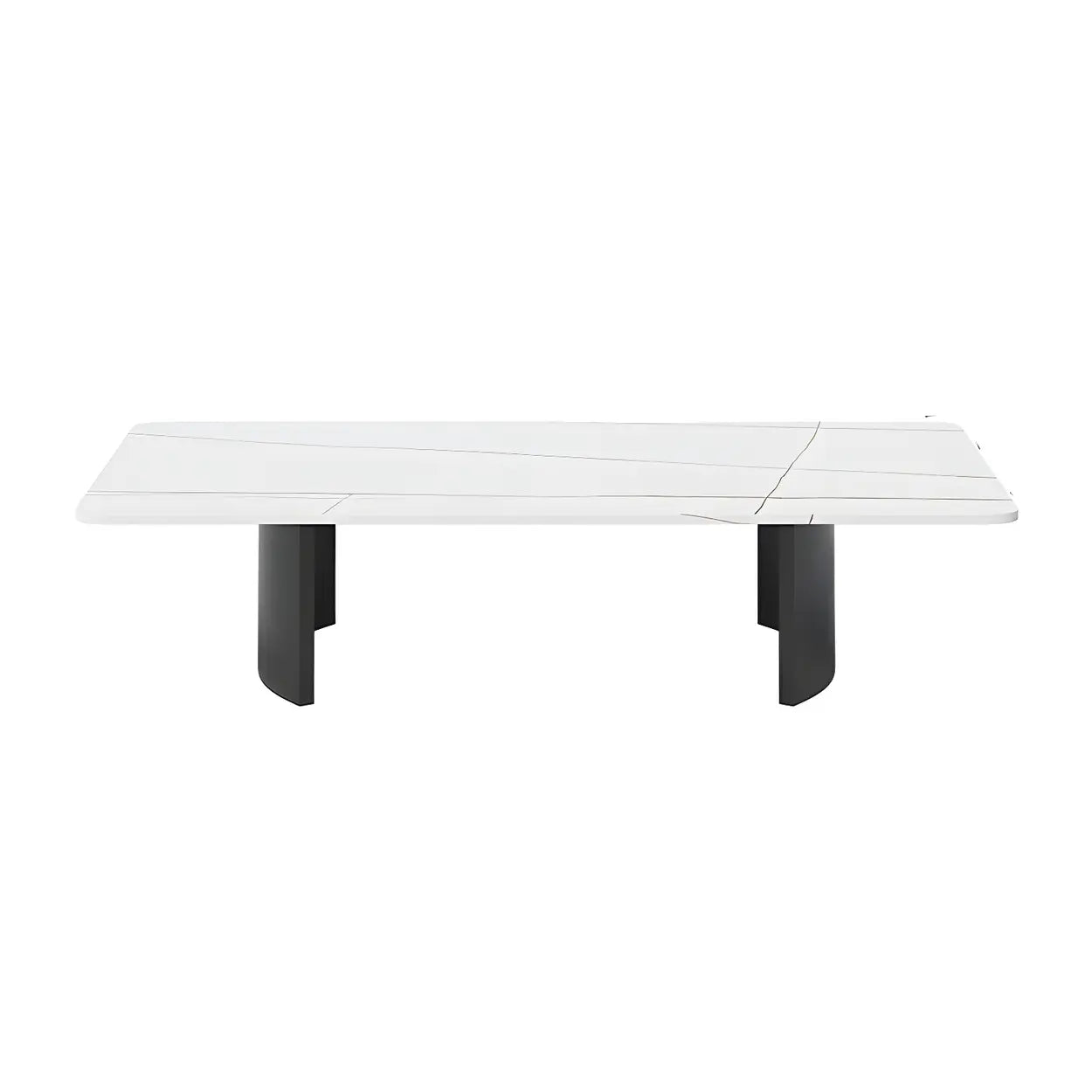 Stone Rectangular Sled Coffee Table — White-Gold