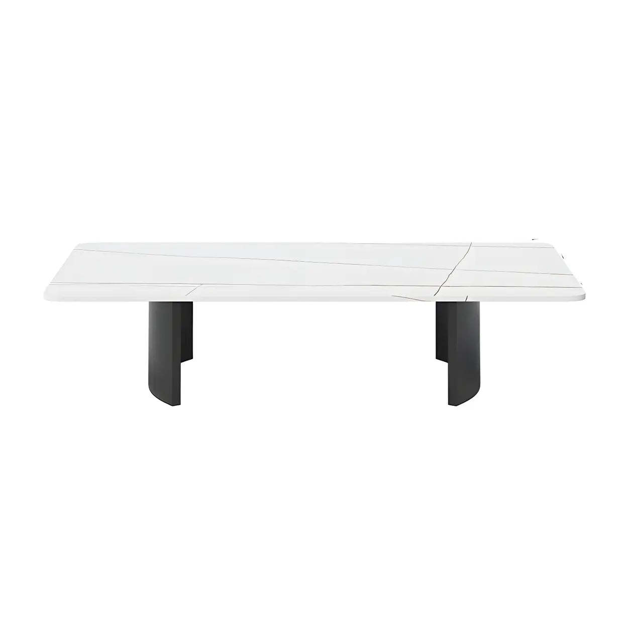 Stone Rectangular Sled Coffee Table — White-Gold