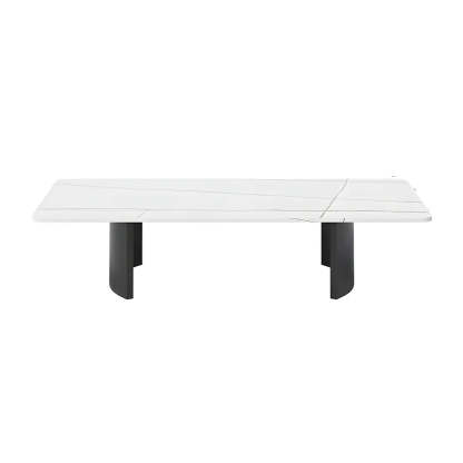 Stone Rectangular Sled Coffee Table — White-Gold