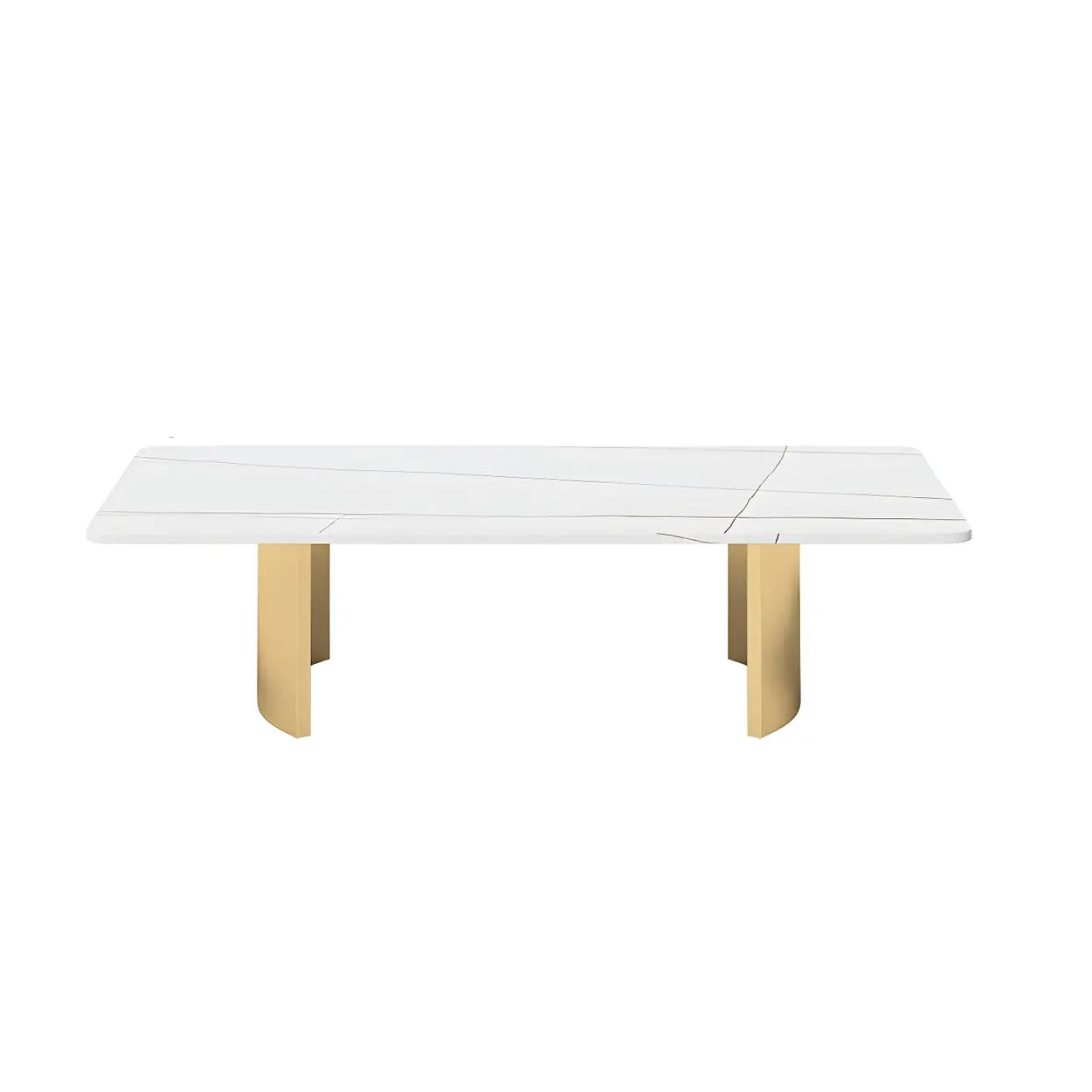 Stone Rectangular Sled Coffee Table — White-Gold