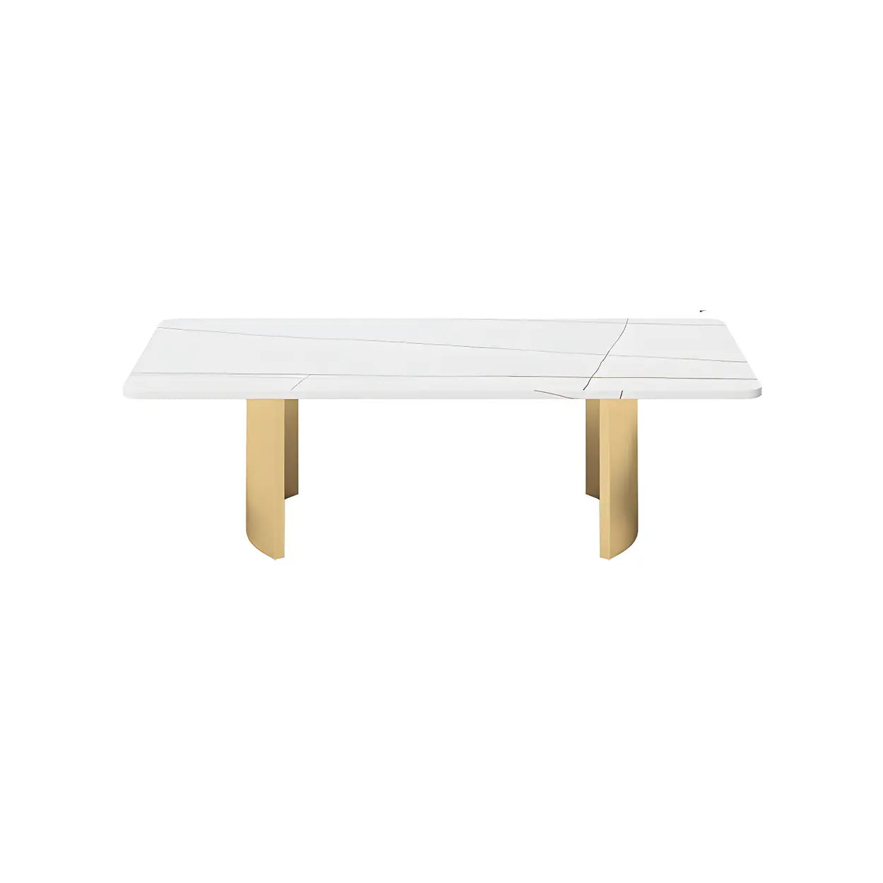 Stone Rectangular Sled Coffee Table — White-Black
