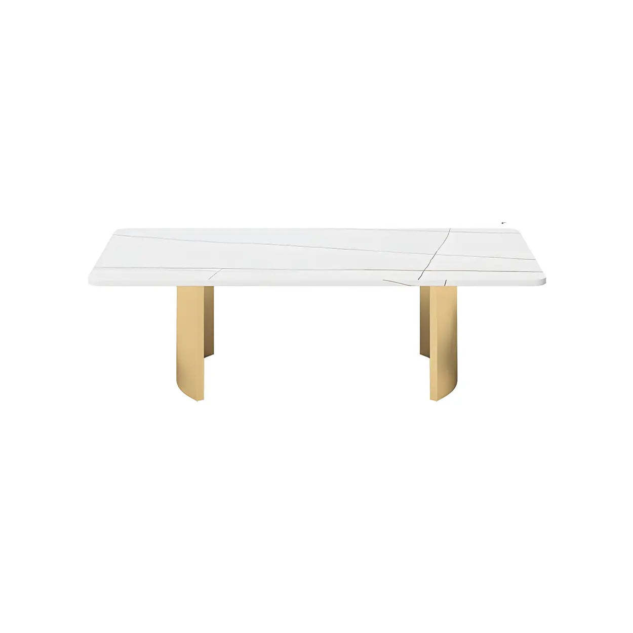 Stone Rectangular Sled Coffee Table — White-Black