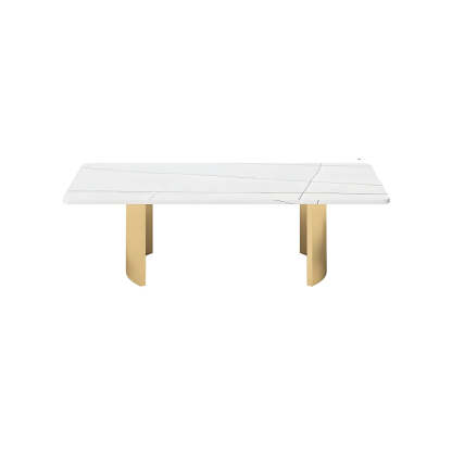 Stone Rectangular Sled Coffee Table — White-Black