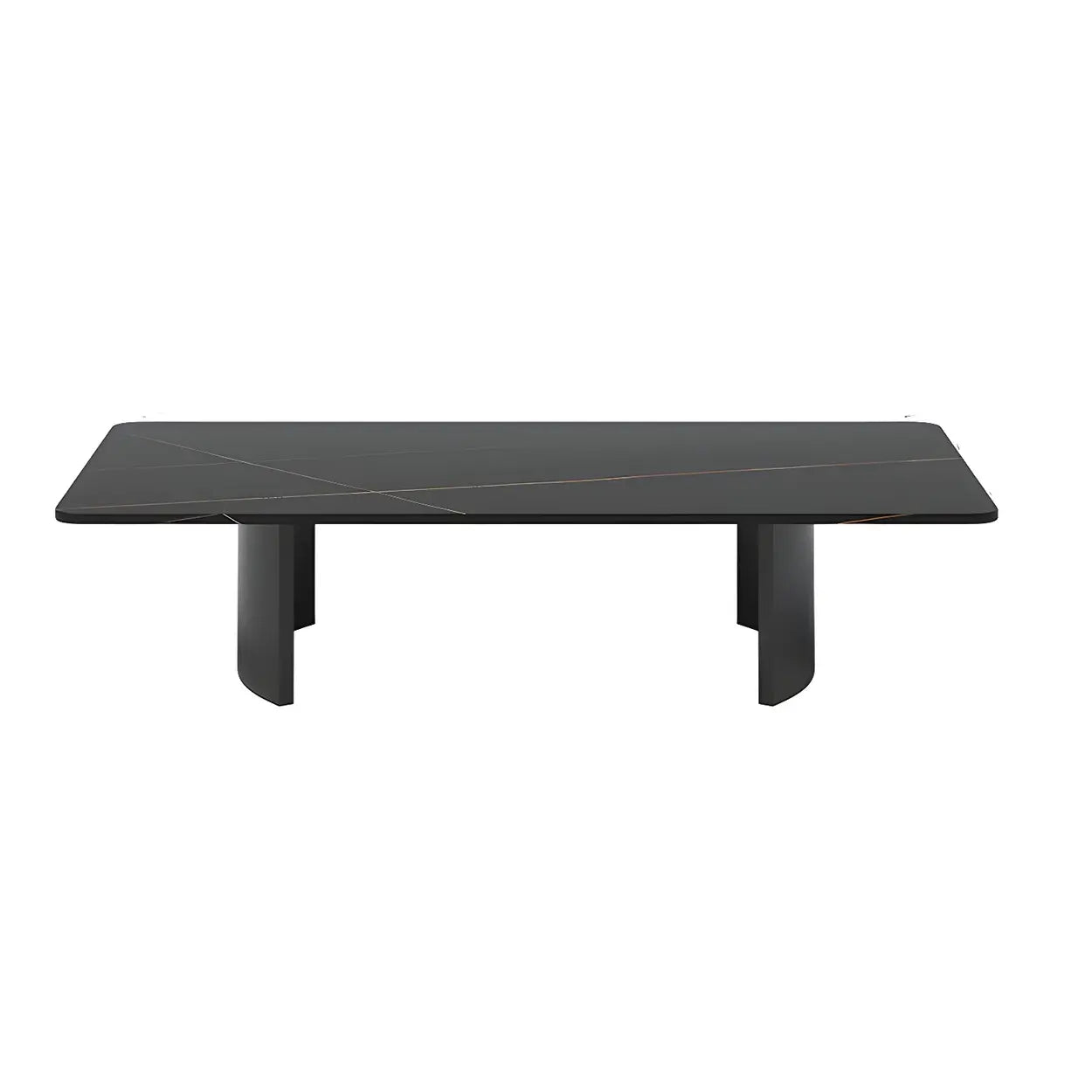 Stone Rectangular Sled Coffee Table — White-Black