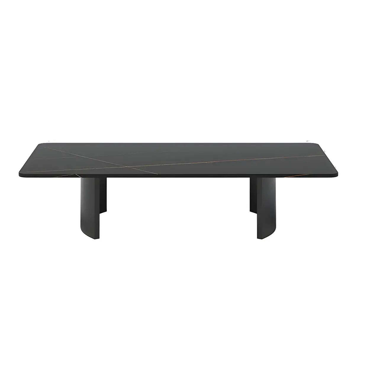 Stone Rectangular Sled Coffee Table — White-Black