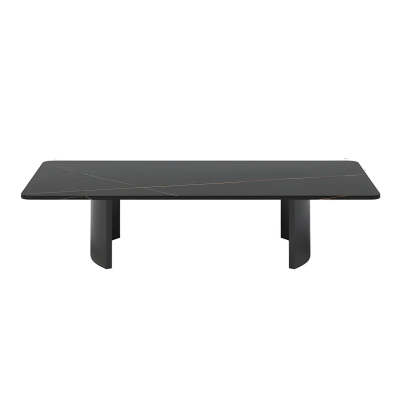 Stone Rectangular Sled Coffee Table — White-Black