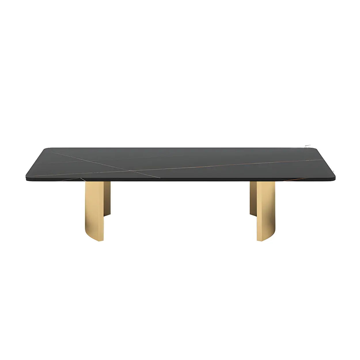 Stone Rectangular Sled Coffee Table — White-Gold