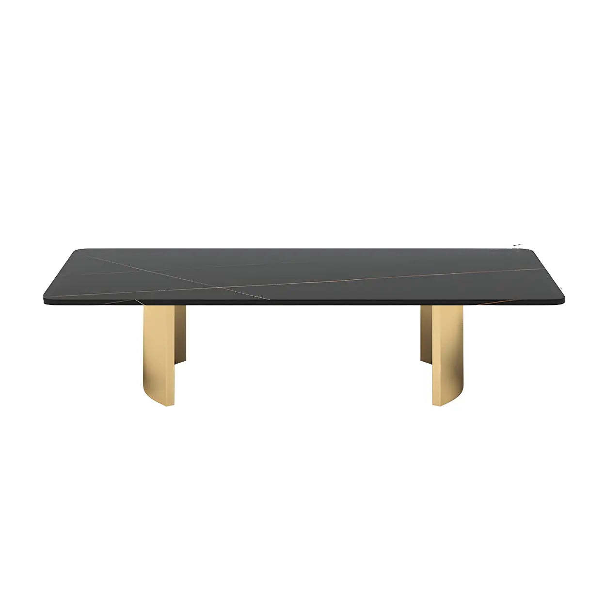 Stone Rectangular Sled Coffee Table — White-Gold