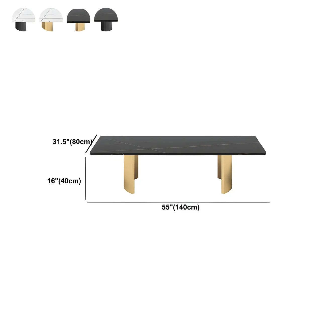 Stone Rectangular Sled Coffee Table — Gold-Black