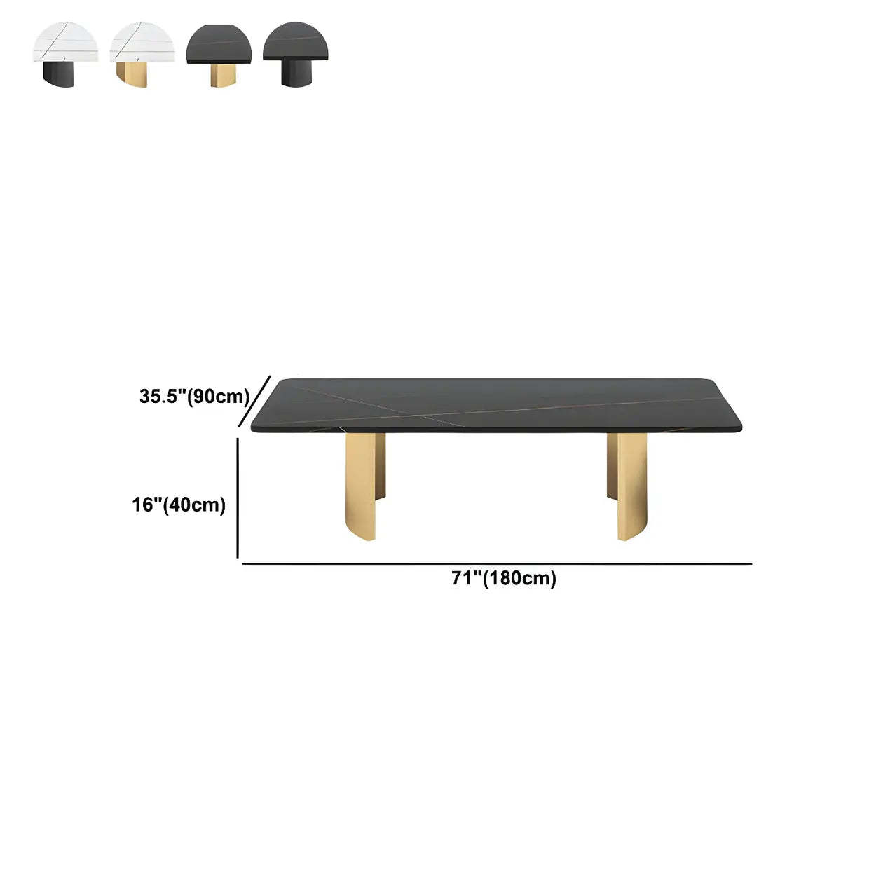 Stone Rectangular Sled Coffee Table — White-Black