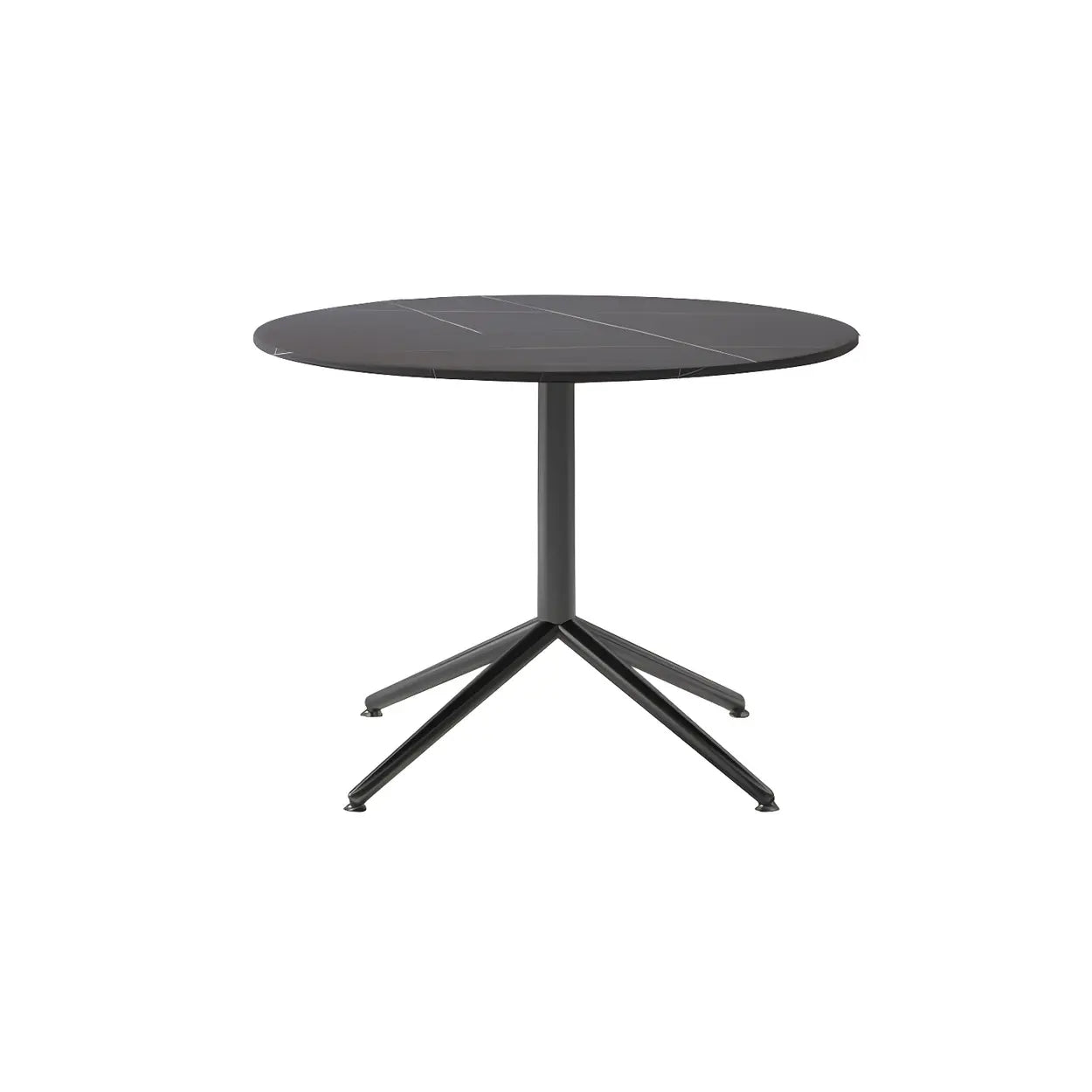 Stone Top Trestle-Base Coffee Table — Black / Black/ Gold