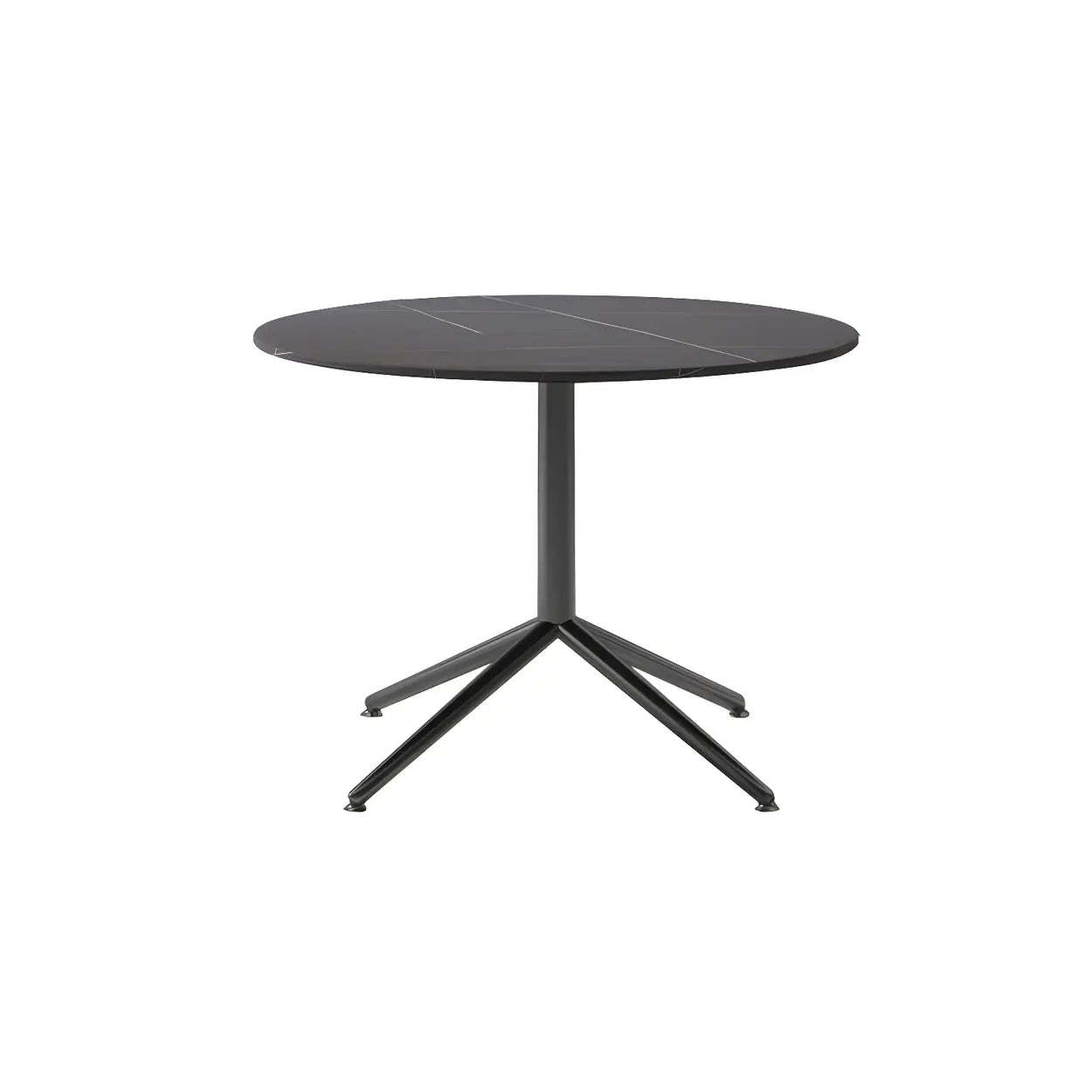 Stone Top Trestle-Base Coffee Table — Black / Black/ Gold