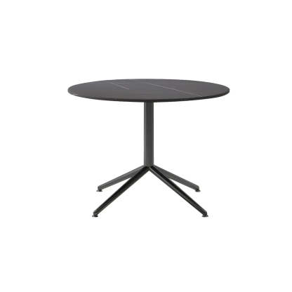 Stone Top Trestle-Base Coffee Table — Black / Black/ Gold