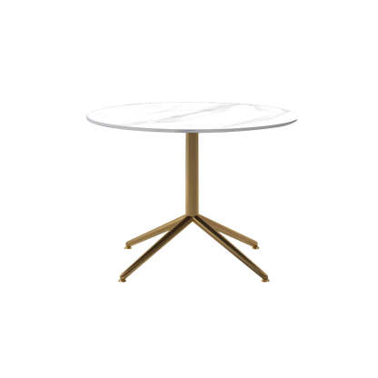 Stone Top Trestle-Base Coffee Table — Gold / White