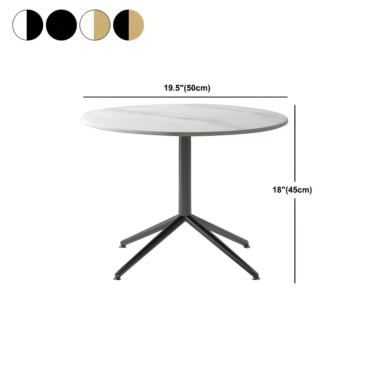 Stone Top Trestle-Base Coffee Table — Black / Black/ Gold