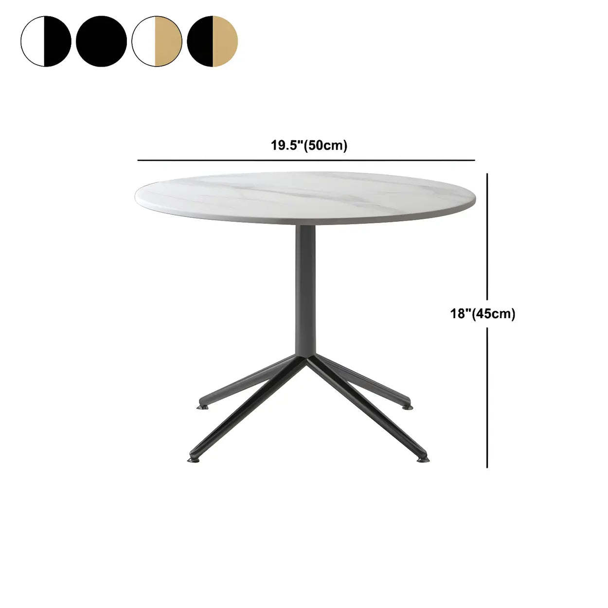 Stone Top Trestle-Base Coffee Table — Black / Black/ Gold