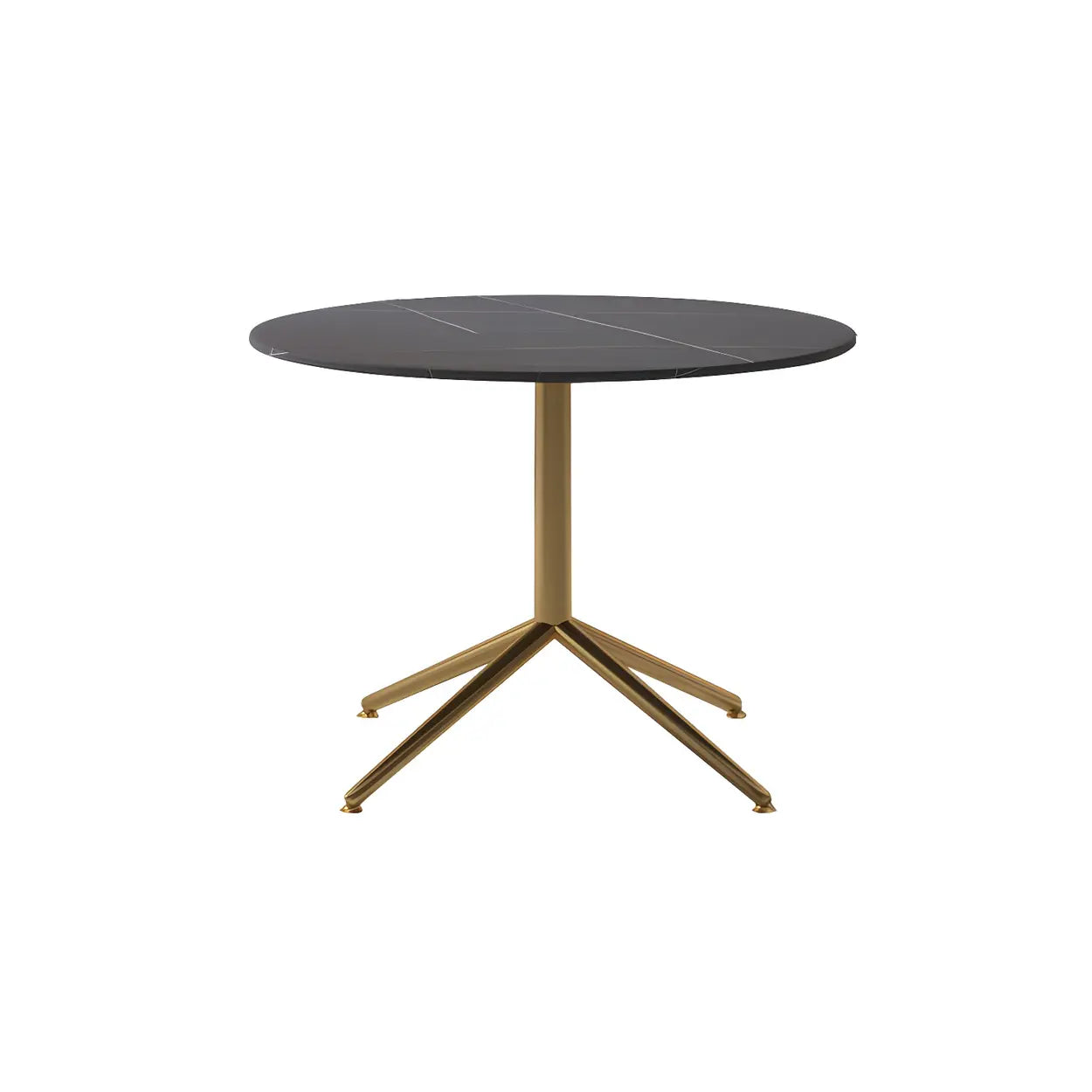 Stone Top Trestle-Base Coffee Table — Black / Black/ Gold