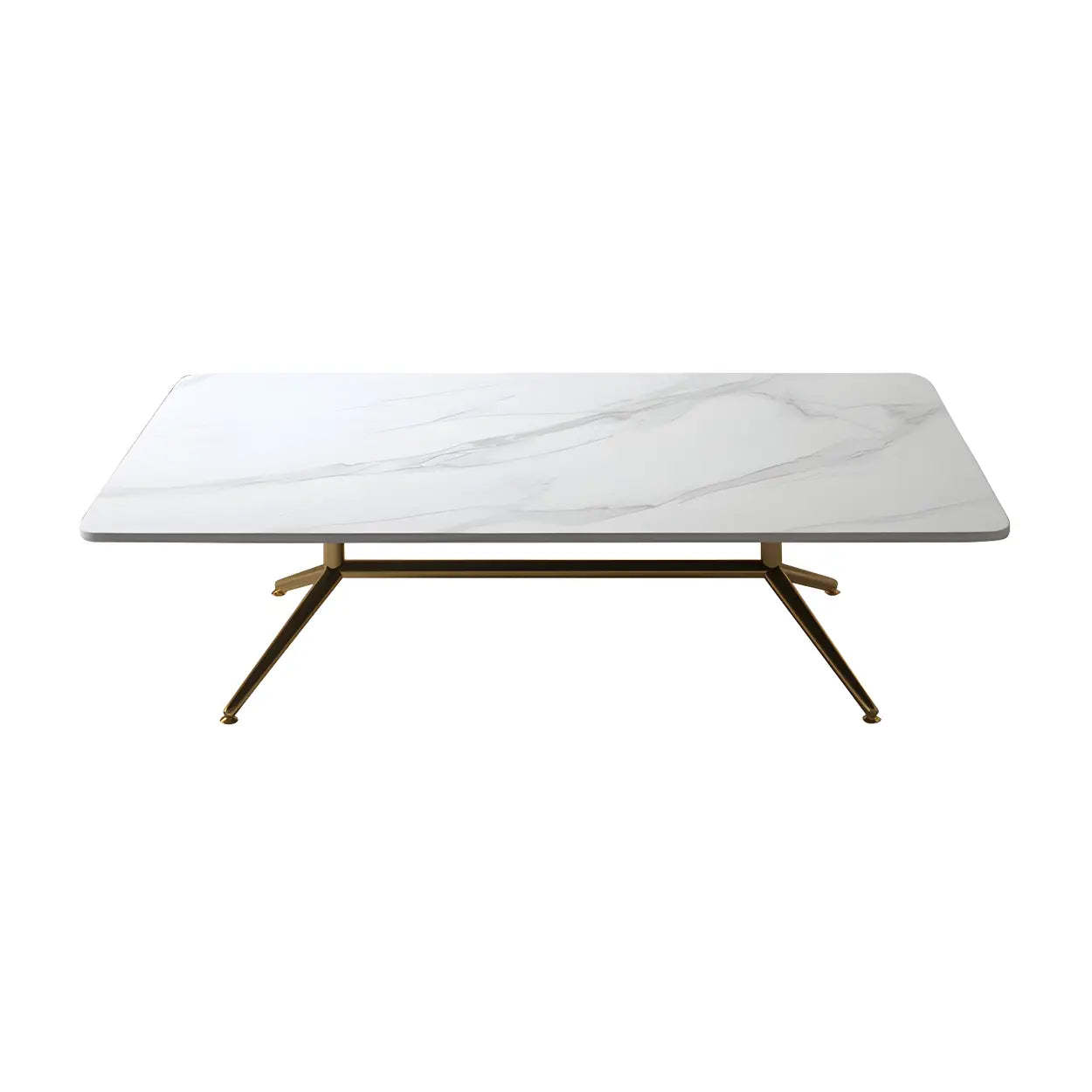 Stone Top Trestle-Base Coffee Table — Gold / White